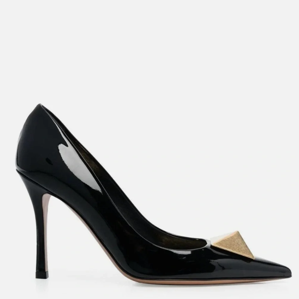 NEW Valentino Garavani One Stud Pointy-toe Patent Leather Pumps. 7.5 US/37.5 EU - Picture 12 of 13